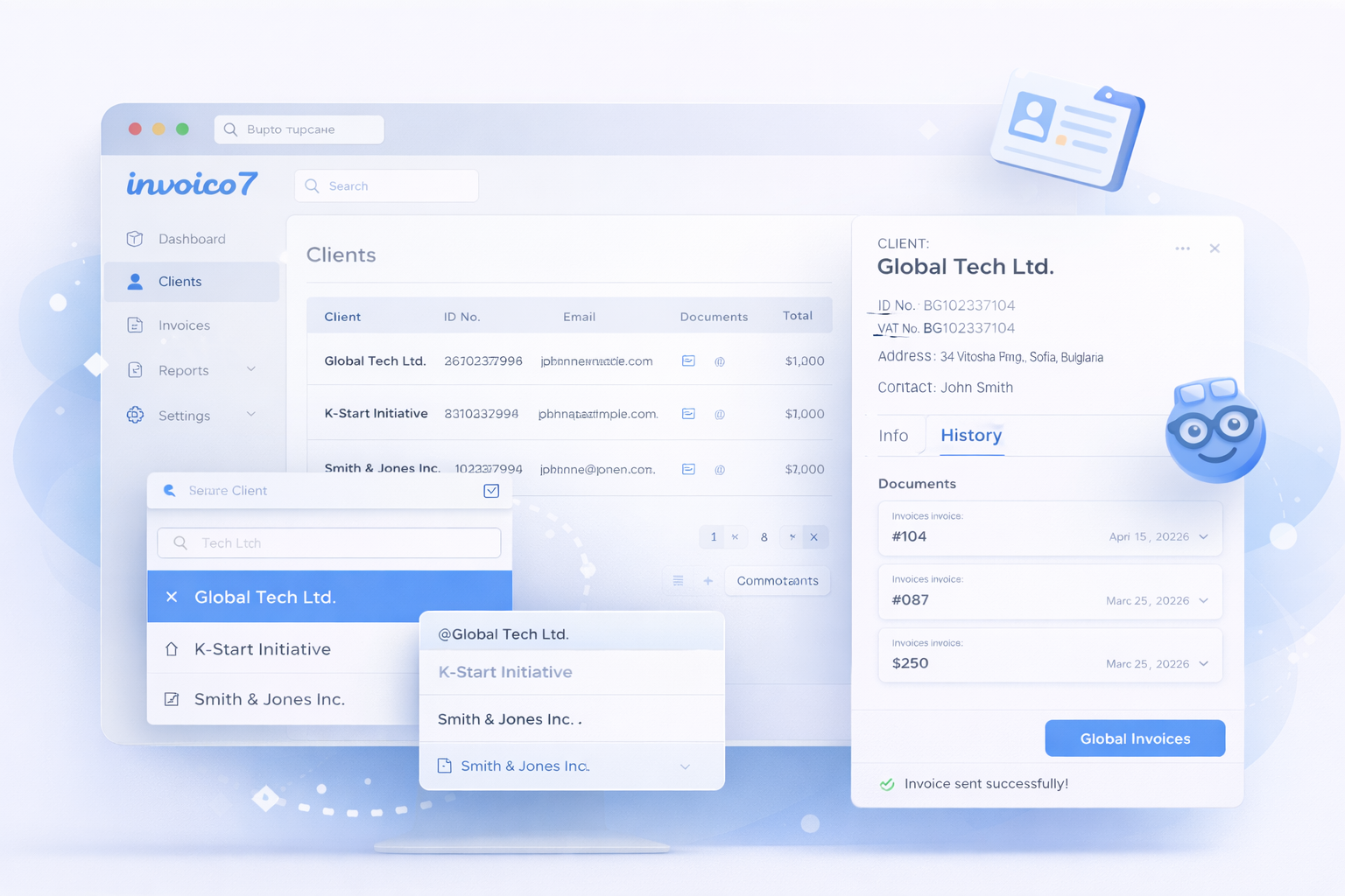 Managing client database with Invoico7